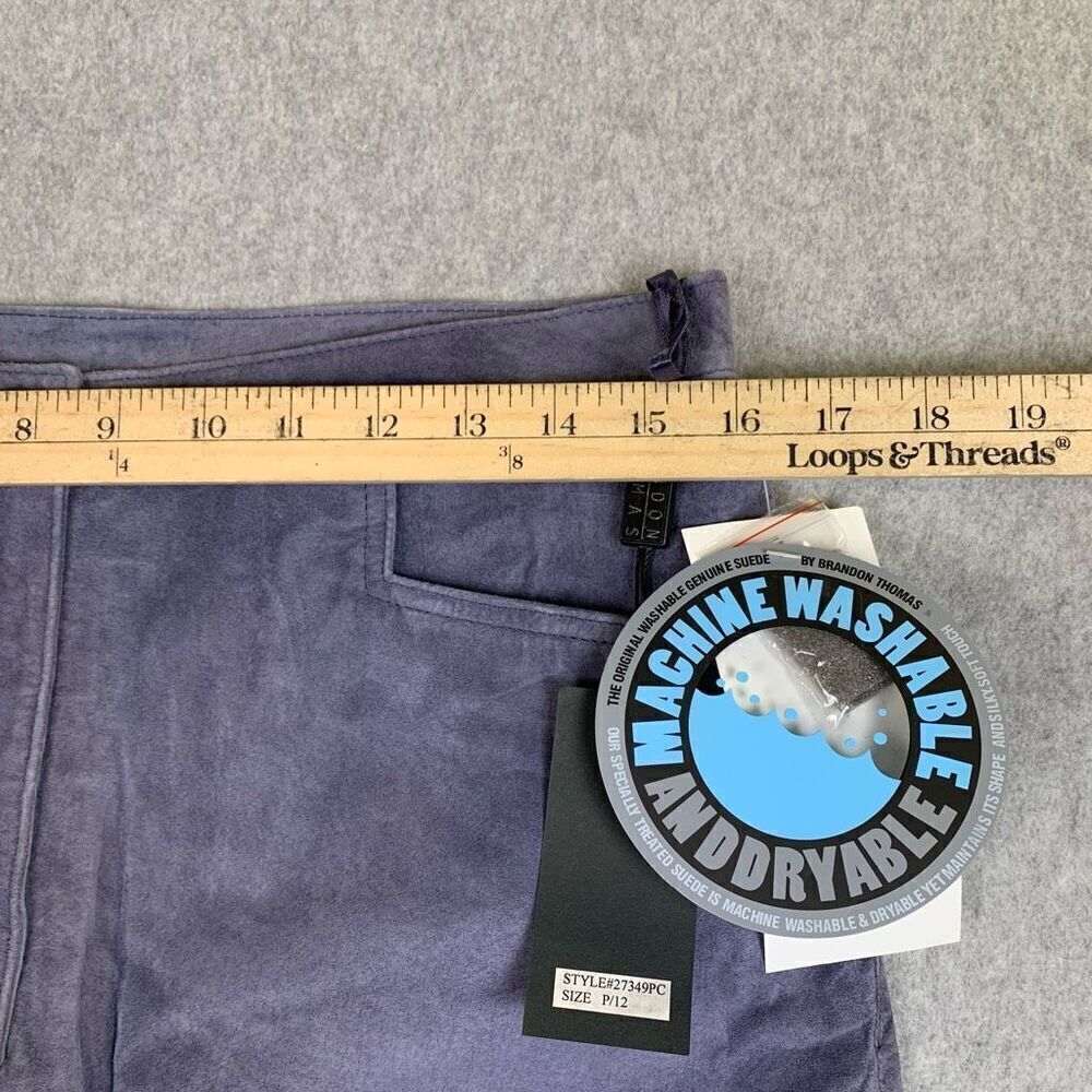 Brandon Thomas Womens Size Petite 12 Leather Pants Blue Gray Pockets NWT - Picture 6 of 10